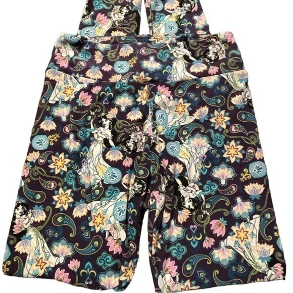 Women's Lularoe Jasmine Aladdin Disney Leggings Used Cute Print Size OS #6391